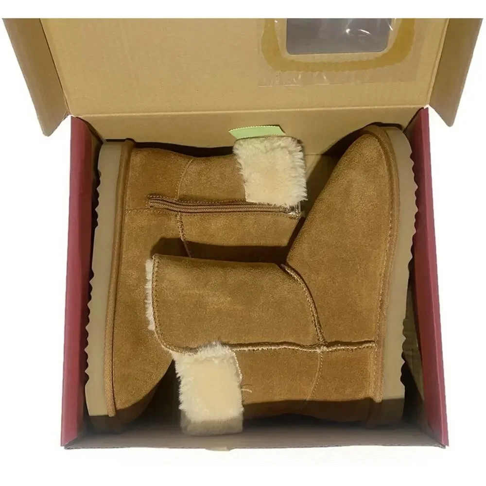 Style & Company Suede Uppers Chestnut Boots Size 9 Faux Fur Lined Mid Calf NWT